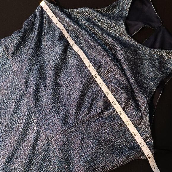 NEW Dessy Collection Sleeveless Metallic Trumpet Gown, Midnight Navy, Size 12 - Picture 4 of 7